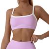 Camiseta Deportiva de Color Block con Sensación Nude Europea y Americana - Chaleco de Yoga y Fitness para Mujer con Hermoso Diseño en la Espalda