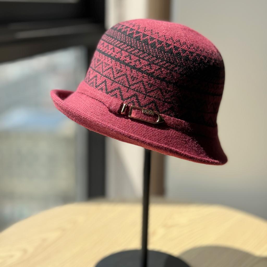 New Hat Women's Autumn and Winter Knitted Hat French Rolled Edge Fisherman Hat Fashionable Metal Buckle Style Basin Hat Trendy
