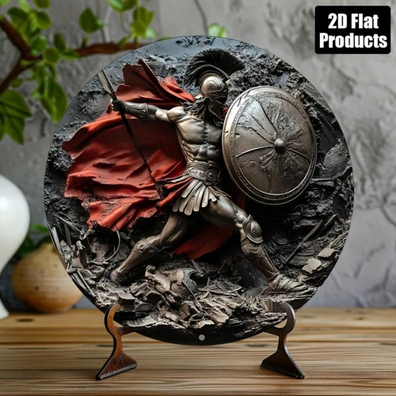 

Spartan Warrior Iron Sheet Art Home Decor Metal Wall Painting for Living Room Kitchen Bar 20x20