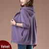 Women's Plus Size Hooded Sweatshirt - Spring/Autumn Medium-Aged Mother Loose Zipper Top with Velvet Lining