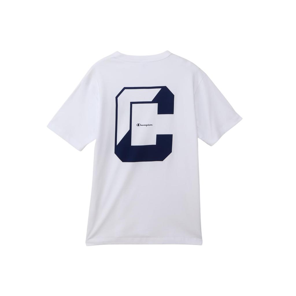 Champion Short Sleeve Crew Graphic Logo SHORT SLEEVE White T-Shirt, Neck, 100% Cotton, Print, T-SHIRT, Men's Basic, C3-B339, Men's,