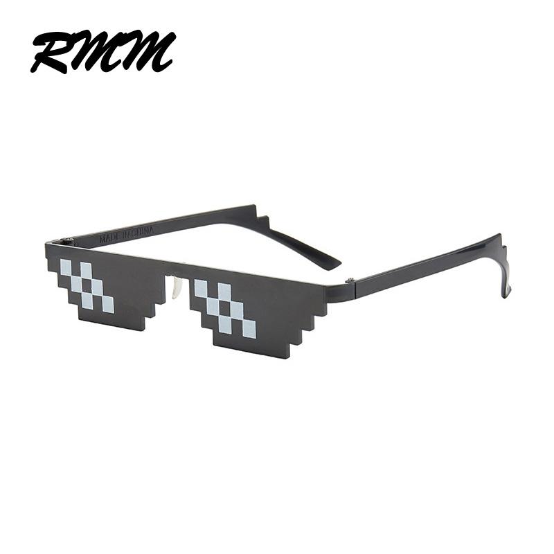 RMM brand Cool fashion unisex Punk Sunglasses square Individuality mosaic sunglasses code pixel glasses for women men