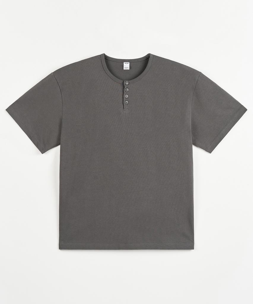 TOFFEE [2Pack] Slim Crop Henley Neck Half T-Shirt (Type B)