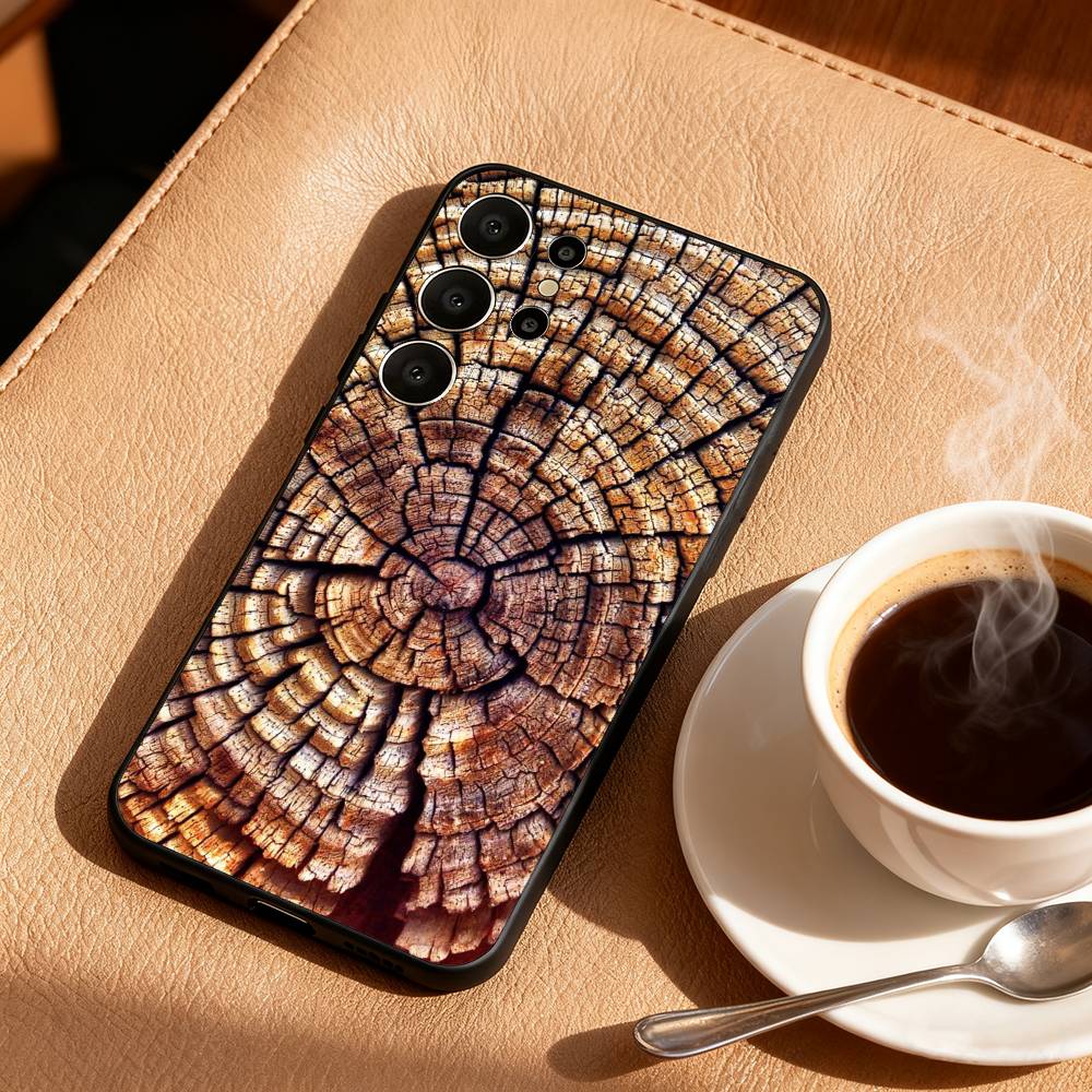 N-Natural W-Wood G-Grain Art Phone Case For Samsung S26,S25,S24,S21,S22,S23,S30,Ultra,S20,FE,Lite,10,9,Black Cover