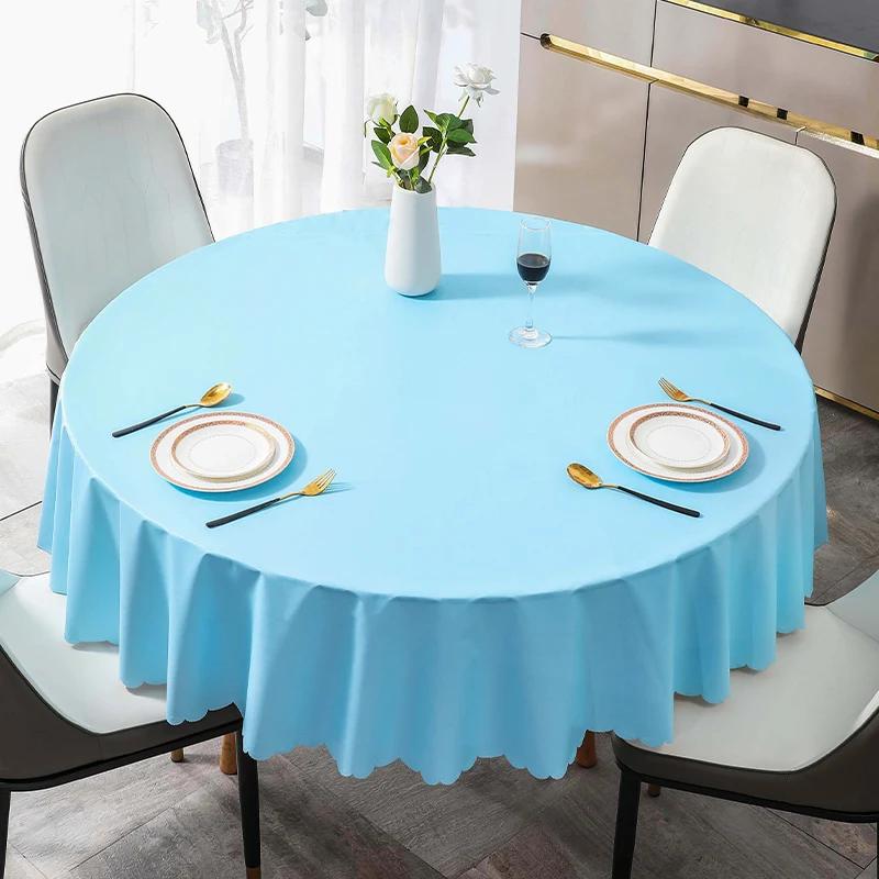 Simple Business Style Solid Color Round Tablecloth Thick Multicolor Table Cover Waterproof Oil Resistant Washable Table Case
