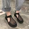 2026 Closed Toe Sandals Black Shoes for Women  Summer Breathable Beige Medium Fashion New Flat Comfort Girls Outside Buckle