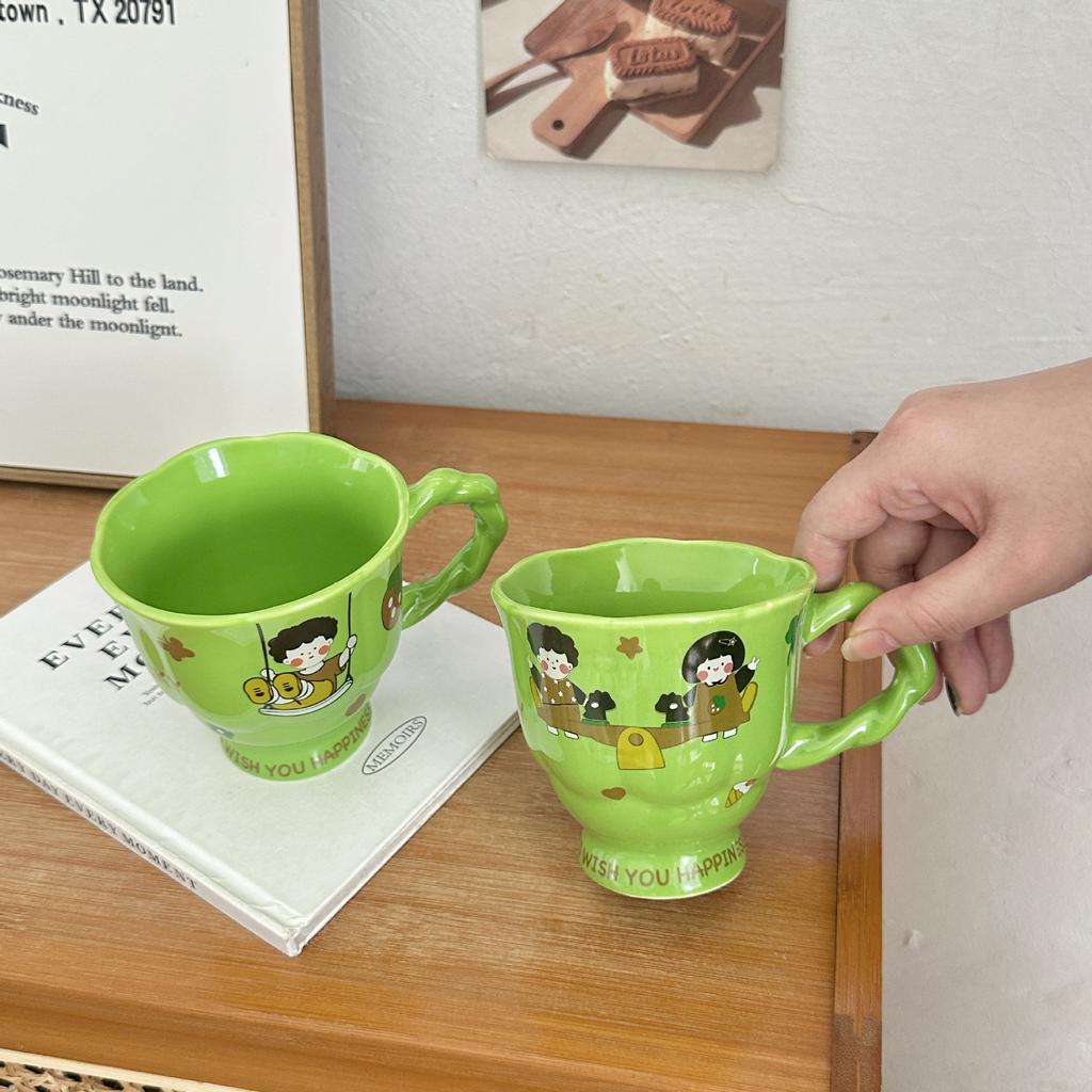 Cartoon Boy and Girl Ceramic Mug Home Drinking Water Cup Girls Water Cup Office Ceramic Mug Coffee Cup Environmentally Friendly