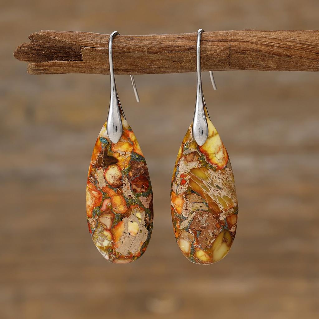 Premium Bohemian Emperor Stone Drop Pendant Earrings Popular I Jewelry Jewelry