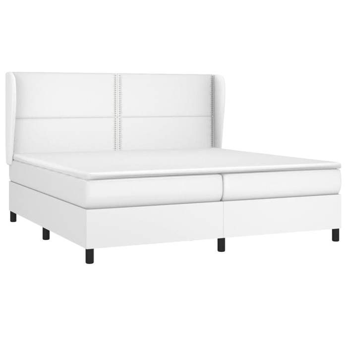 3128992 vidaXL Lit à sommier tapissier avec matelas Blanc 200x200cm Similicuir