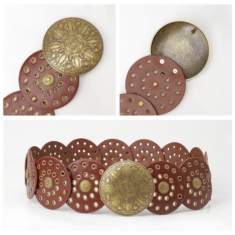 This Is A Fashionable and Versatile Retro Western Denim Belt with A Millennial Style Carved Waist Seal and Hollowed-out Decoration for Women