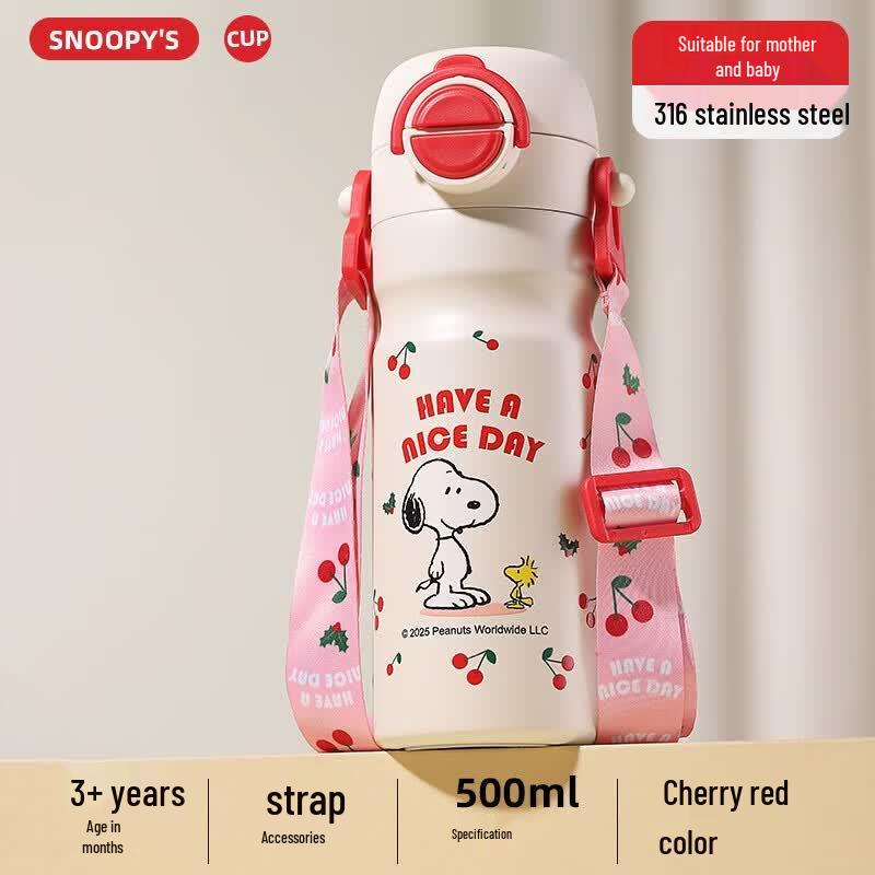 SNOOPY 500ml 316 Stainless Steel Kids  Insulated Straw Bottle