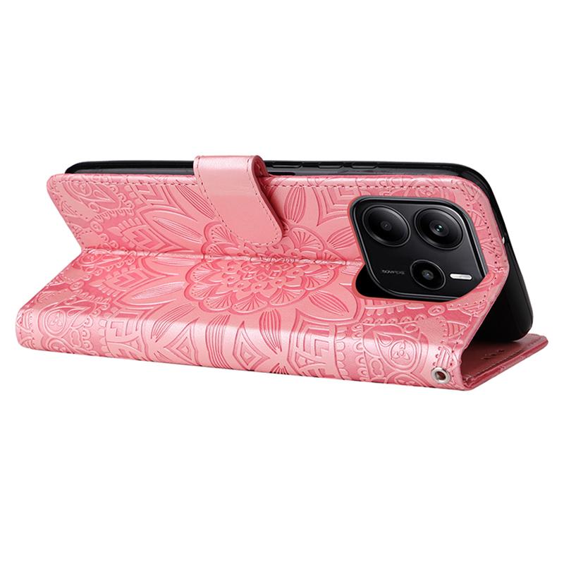 For Xiaomi Redmi Note 14 4G (163.25x76.55x8.16mm) Case Sunflower Imprint Leather Wallet Phone Cover