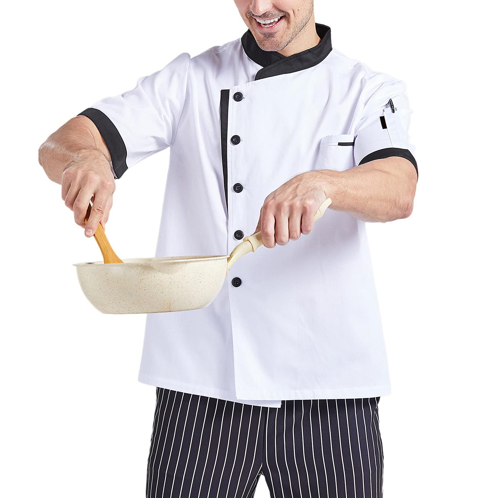 

Unisex Cardigan -Button Short-Sleeved Chef Uniform M білий