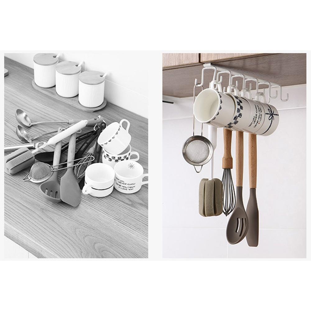White Storage Hook Frame 25.5*8*7cm Iron Kitchenware Rack