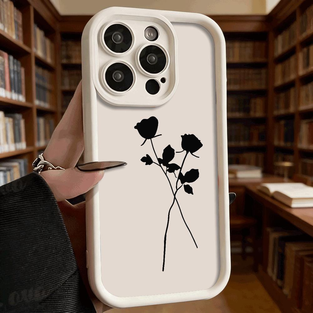 Two Roses Silhouette Soft TPU Phone Case for iPhone 17 16 15 14 13 12 11 Pro Max Plus Shockproof Anti-Slip Cover