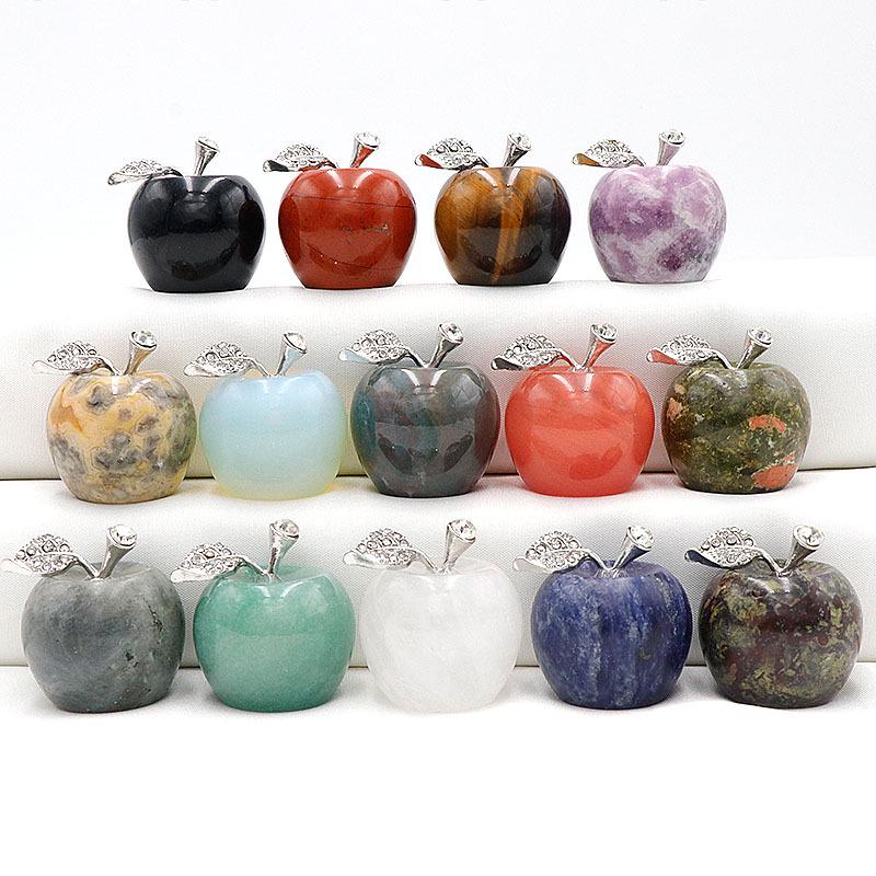 30mm Natural Rose Quartz Crystal Agate Apple Decoration Ornament