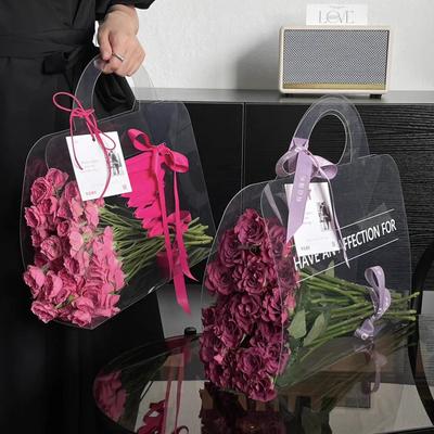 1 bolsa de embalaje portátil para mascotas, caja transparente para flores frescas