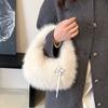 Fashion Trend, High-end Sense, Exquisite Furry Handbag, Black, White and Gray Are Three-color Bags 24 Winter New Models