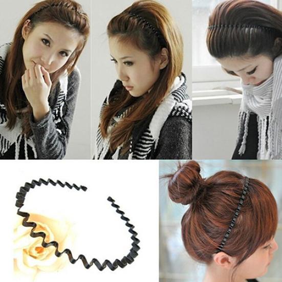 Men's Women's Black Wavy Hair Head Hoop Band Fashion Sport Headband Hairband