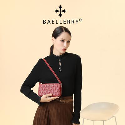 Baellerry Women's Japanese and Korean Style Cell Phone Bag Horizontal Double Layer Single Shoulder Zipper Crossbody Bag