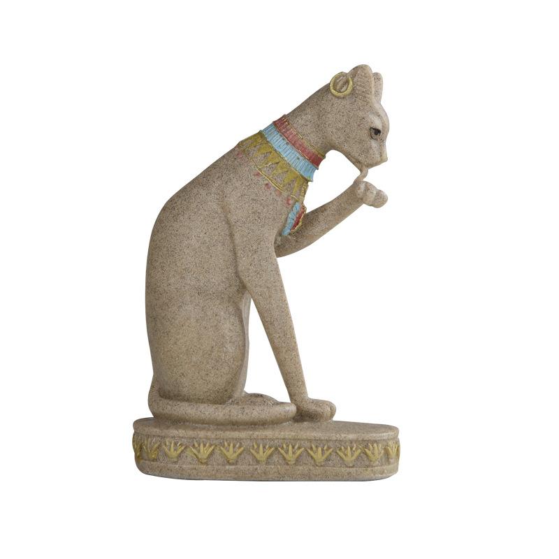 

Resin Craft Sandstone Cat Home Decor Ornament, Egyptian Cat Animal Creative Gift 12006A