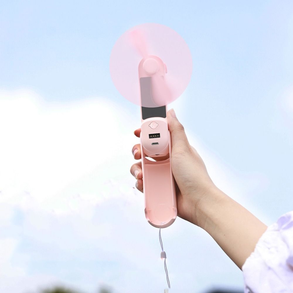 

USB Charging Mini Fan Cute Turbo Handheld Fan Silent Folding Fan Travel рожевий