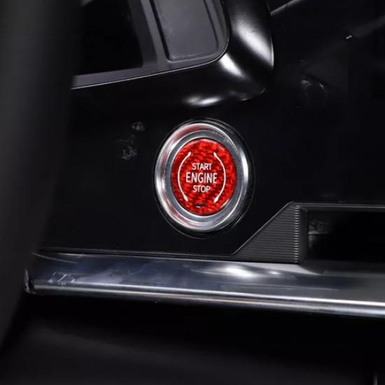 Red Carbon Fiber Engine Start Push Button Trim Accessories For Corvette C8 20-25