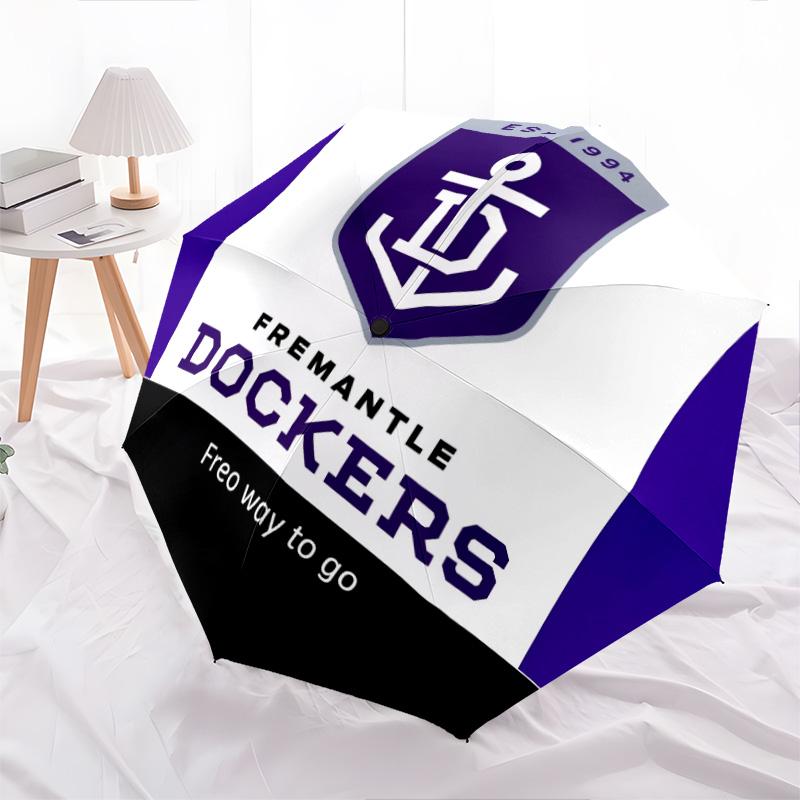 Modello Fremantle Dockers, ombrello pieghevole automatico, design portatile e pieghevole, 8 stecche, un regalo di Natale o di compleanno.