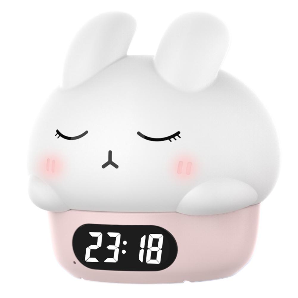 

Креативный цифровой будильник с изображением животных, мультяшный кролик, USB-аккумулятор, кавайная комната, спальня, атмосфера, ночник, украшение стола