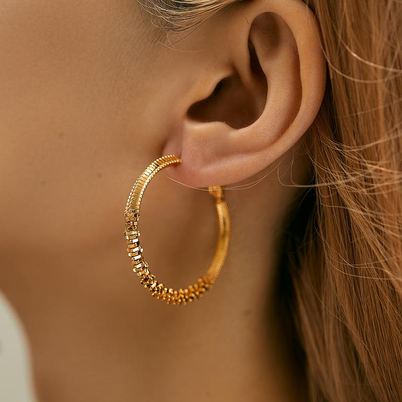 Minimalist French Style Geometric Circle Ear Buckle Stud Earrings For Women
