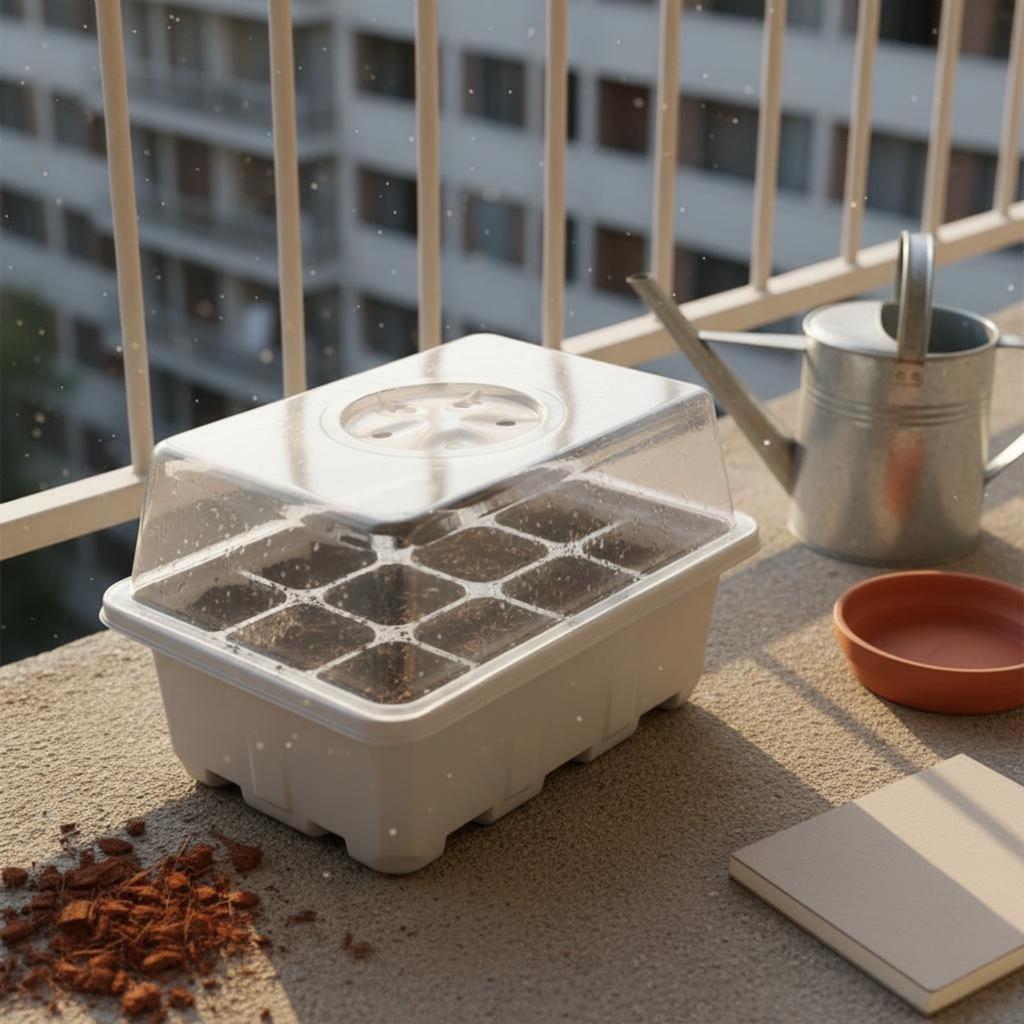 12 Compartment Seed Starting Tray Transparent Lid Mini Greenhouse