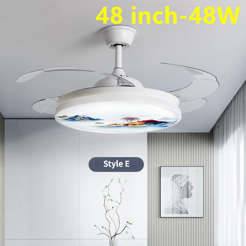 Intelligent Variable Frequency Integrated Ceiling Fan With Light Bedroom Invisible Silent Fan Light Simple Ceiling Fan Lamps With Remote Control