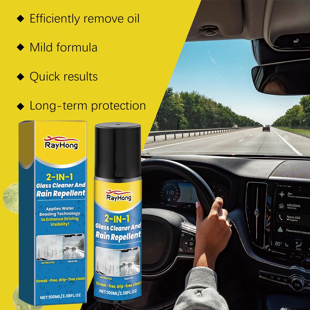 Rayhong Car Glass Cleaner Anti-Fog Two-in-One Windshield Cleaner Brightening and Oil Film Removal Anti-Fog Agent 100ml