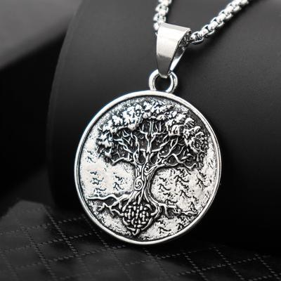 Punk Lucky Blessing Personality Vintage Męski Naszyjnik Drzewo Życia Popularny Prezent Biżuteria Wisiorek