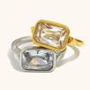 Square Zircon Cute Statement Creative Thin Ring Tarnish Free Jewelry Decoration Gold And Silver Inlay Zircon Gold Plated