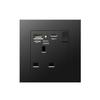 13A British Standard Socket with USB & Type-C Fast Charging, Light Switch, Black Panel for Hong Kong & Macau