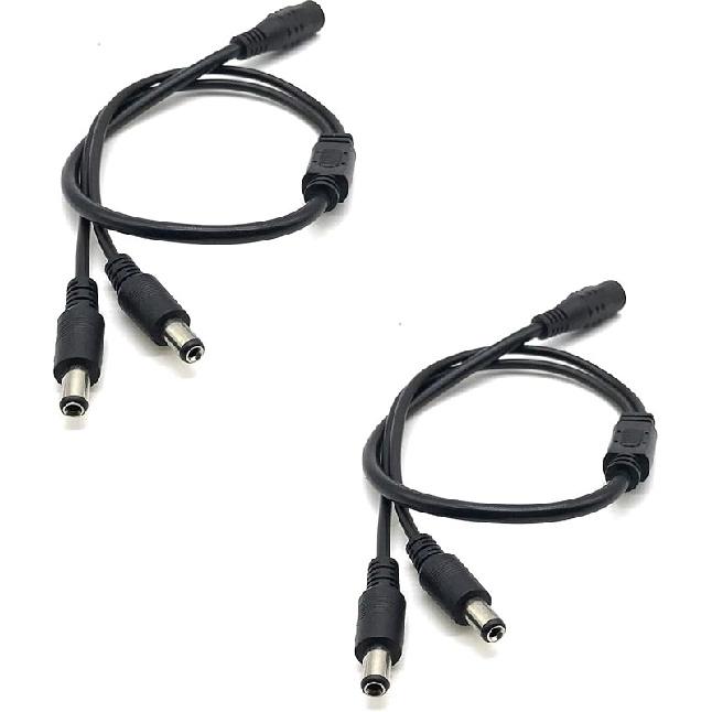 

2Pack 1 to 4 Way Port DC Power Split Splitter Cable Pigtail for CCTV Cameras DVR NVR LED Light Strip DC5.5 * 2.1mm 1to2 DC Cable