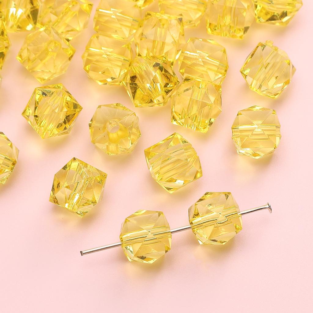 Handmade Beads Diamond-shaped Faceted Beads Acrylic Transparent Irregular Faceted Round Beads Beads DIY Bracelet Cell Phone Chain Jewelry Loose Beads