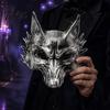 Weicher PU-Schaum Cosplay Kopfschmuck Schwarz Gold Wolf Halloween Maske, 3D Mardi Gras Party Atmungsaktive Masken für Partys Requisite, Leichtes Maskenball Kopfstück,
