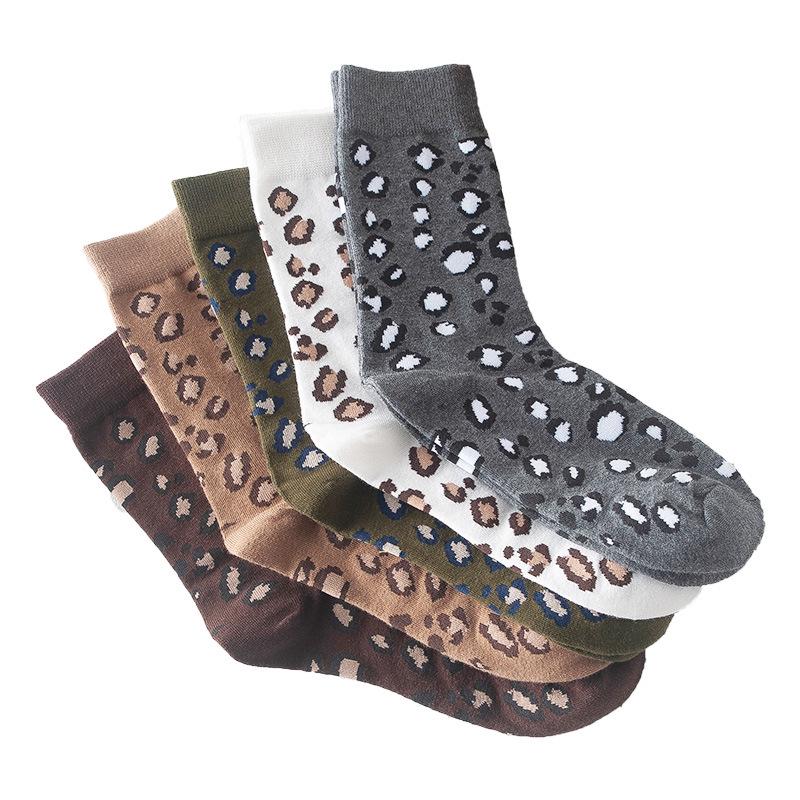 Autumn Leopard Print Women's Mid-Calf Cotton Socks - Hot Style