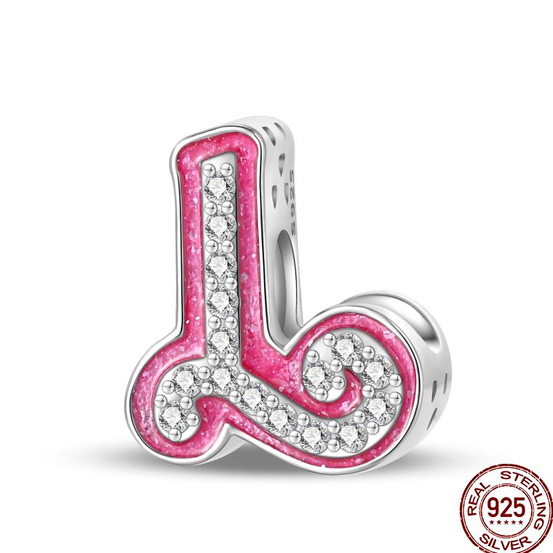 Copper Pink 26 Letters Valentine'S Day Gift Beads Suitable For Pan Original Bracelet Diy Birthday