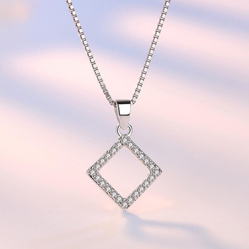 925 Sterling Silver Pentagram Heart Pendant Triangle Square Round Quadrangle Pendant Necklace