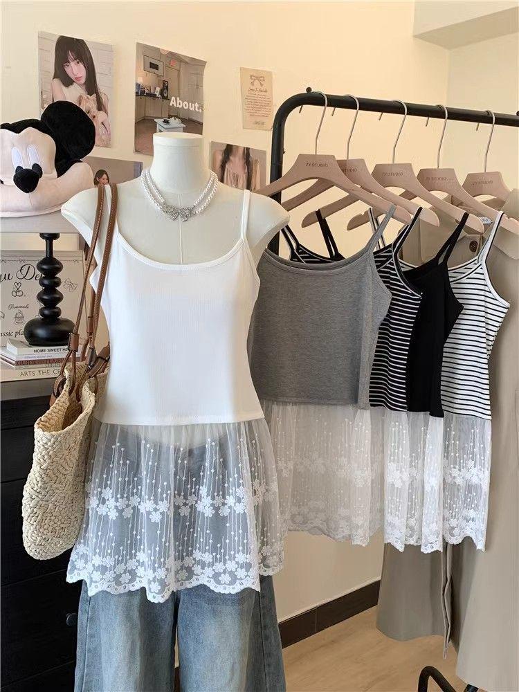 Trendiges Spitzen-Camisole-Top für Damen: Schöner ärmelloser Sommerstil, vielseitig als Unter- oder Oberbekleidung mit stilvollem Rückendesign