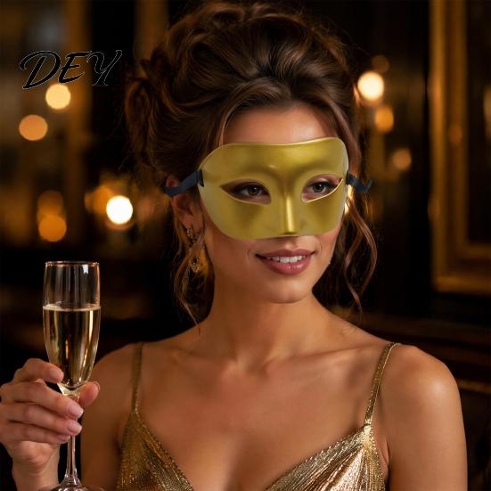 Decorative Party Face Shield Masquerade Masque for Men Women, Venetian Half Durable Plastic Mardi Gras, Ball Proms, Halloween Costume Reusable