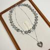 Exaggerate Beaded Necklace Irregular Heart Pendant Necklace Personality Collarbone Chain  Women