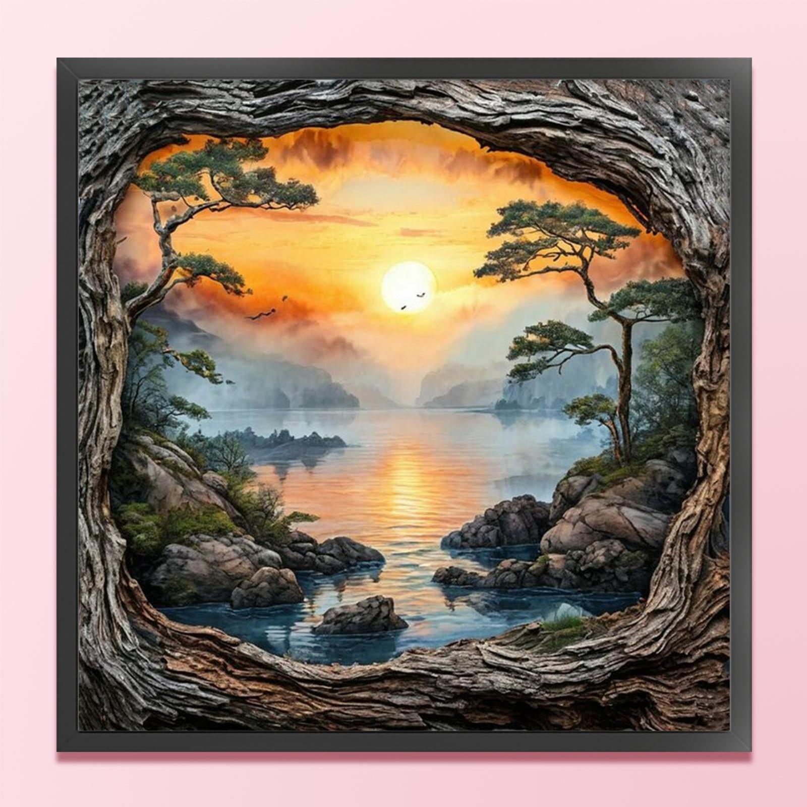 

Forest Scenery Full 14CT DIY Counted Cross Stitch Kits 15.75x15.75inch Needlework Embroidery Kit for Beginners Adults Home Decor style a