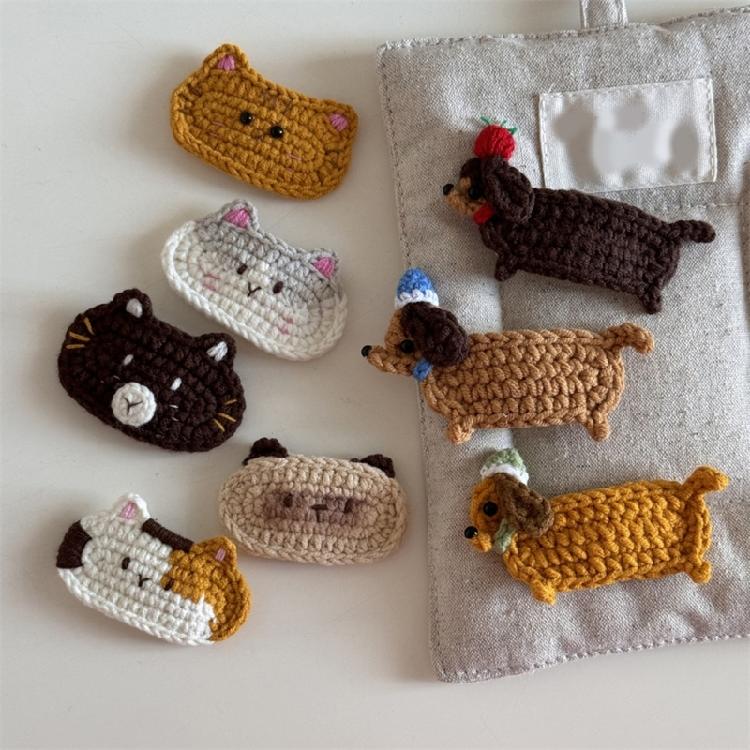 1PC Eye Catching Crochet Yarn Hair Clip for Kids and Adults Fun and Cartoon Pet Cats Designs for Kids and Adults