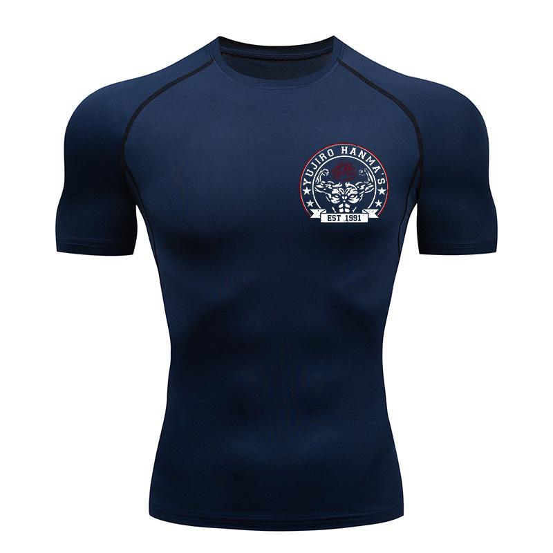Baki Print Compression Shirts for Men Athletic Quick Dry Tshirts Tees Tops Gym Workout Fitness Undershirts Baselayers Rash Guard