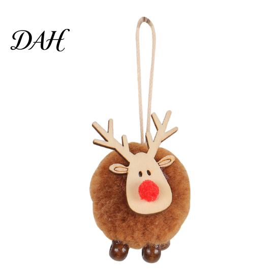 Soft Texture Holiday Tree Ornaments Christmas Felt Elk Hanging Ornaments, Cute Fuzzy Pom Reindeer Adorable Deer for Windows Pendant, Party Winter