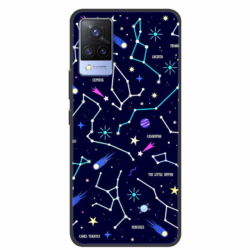 For Vivo S9 V21 V21e Case Black Silicone Back Cover Case For Vivo V21 S9 V21e Phone Cases Cover V 21 e S 9 Funda Coque Cartoon